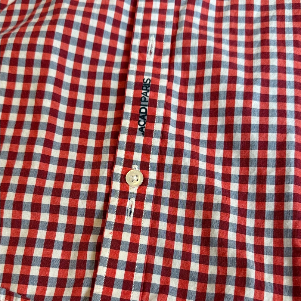 Jacadi Red and White Checkered Gingham Kids Shirt, size 8 - Picture 4 of 7